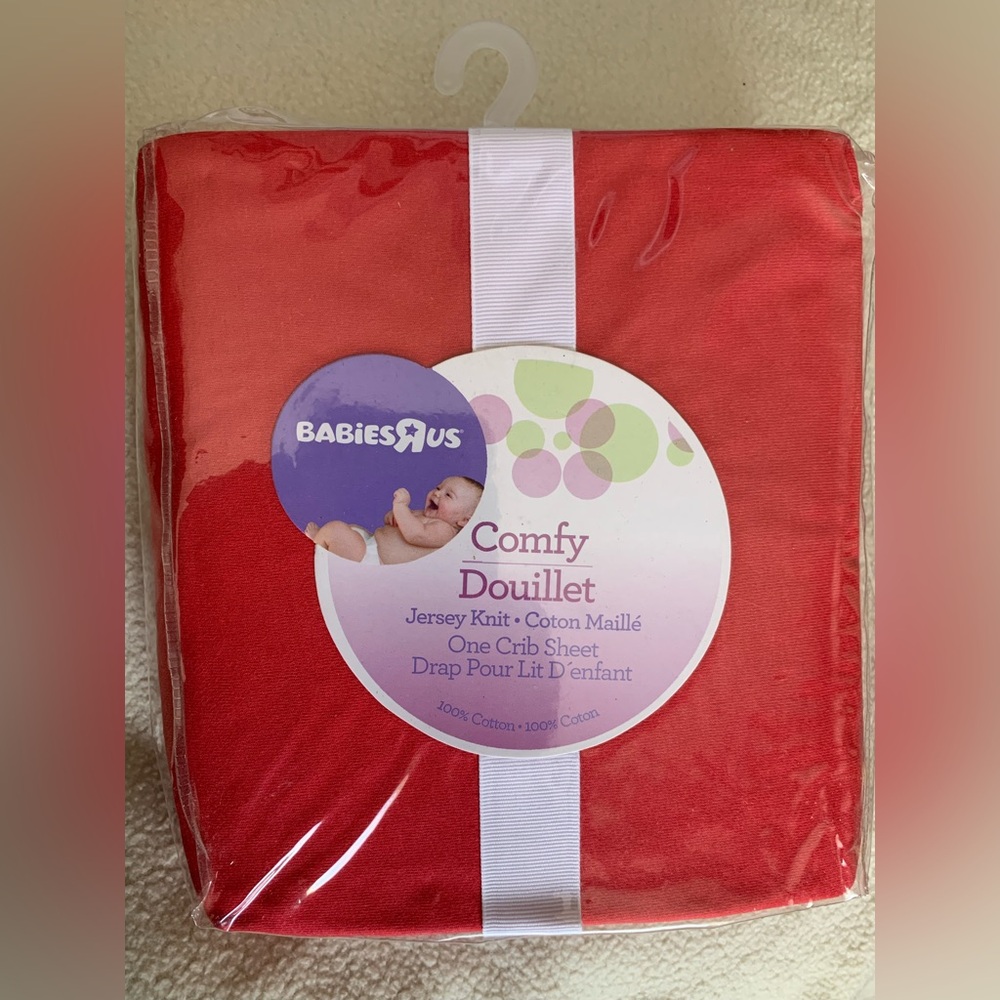 Babies"R"Us Cotton Jersey Knit Red Fitted Crib Sheet Solid Children's Style